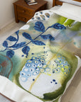 Blue Leaves Velveteen Plush Throw Blanket
