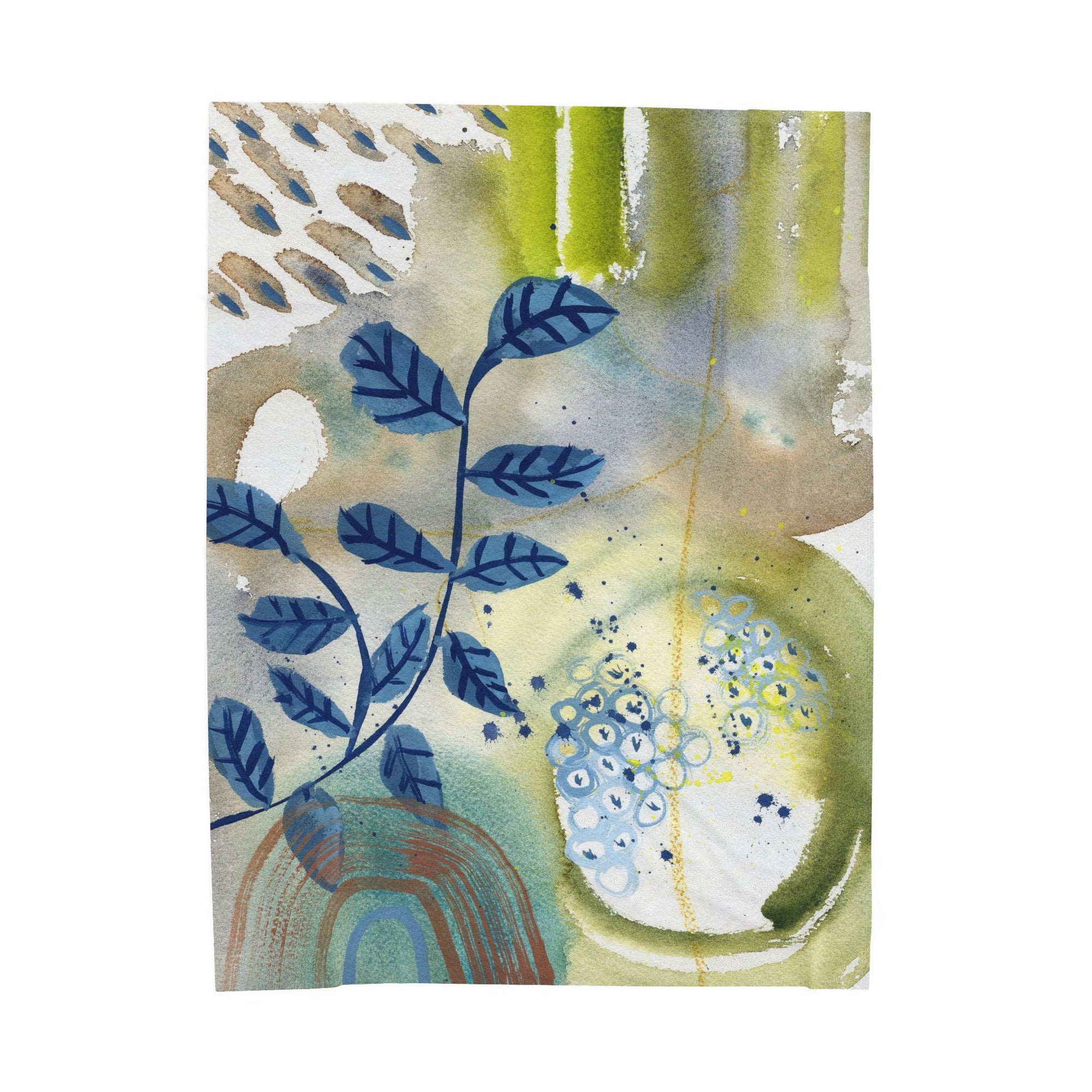 Blue Leaves Velveteen Plush Throw Blanket