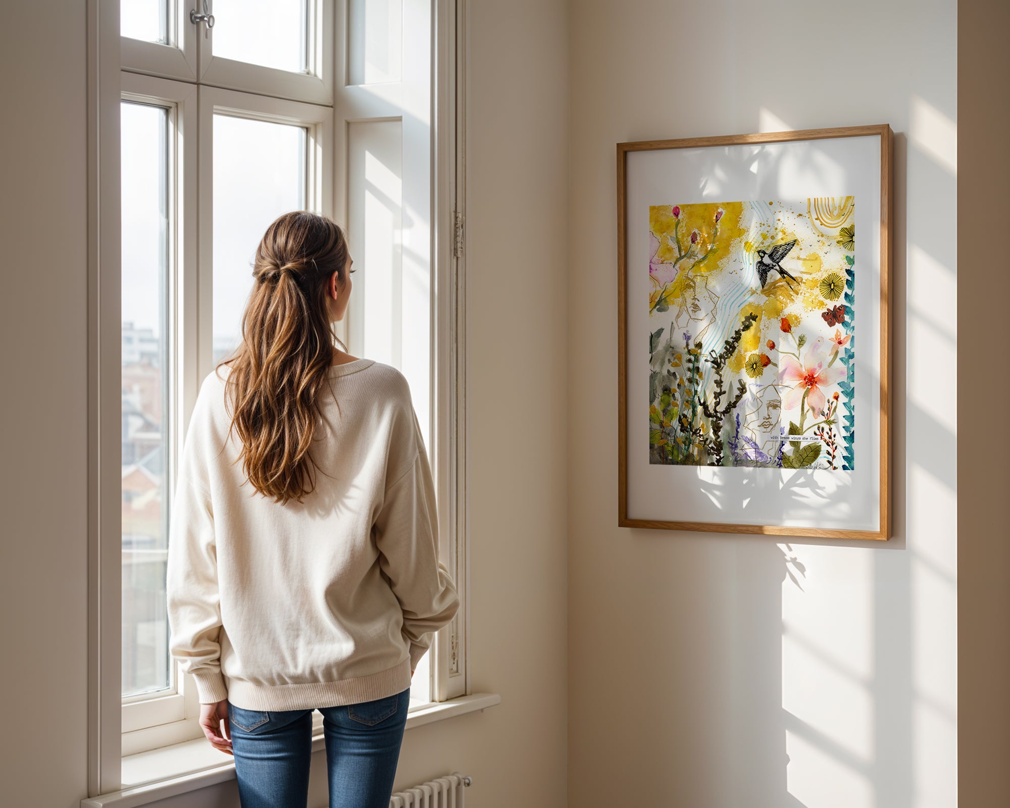 &#39;Brave Wings&#39; Mixed Media Art Print